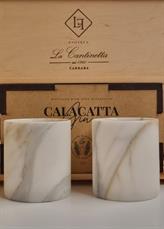 COPPIA BICCHIERI IN MARMO PREGIATO/2GLASSES IN FINE MARBLE GIN CALACATTA